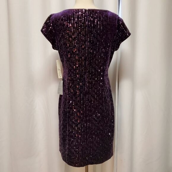 Eliza J Purple Plum Sparkle Sequin Cocktail Minidress 10 - Picture 5 of 9